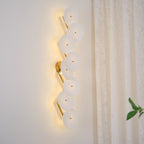 Wall Sconce, White Ceramic Lotus Petals, Gold Spine, G4 Hardwired