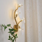 Olivia Ceramic Wall Sconce, Cascading Lotus-Petal Design, G4 Bulb