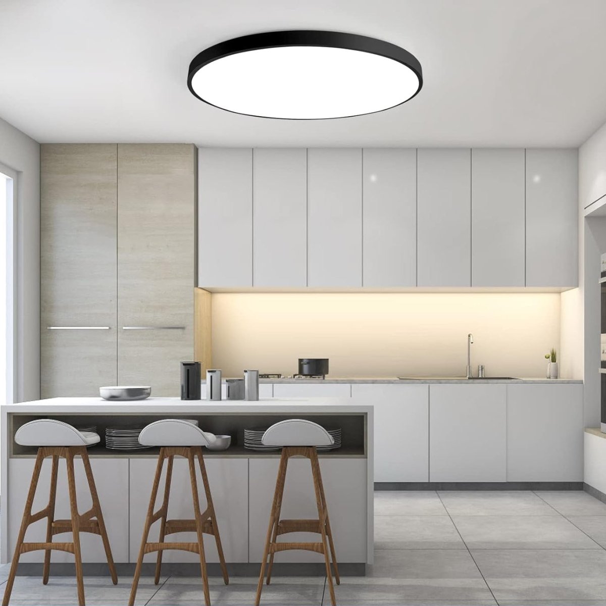 Indbygningsrund loftslampe med LED, 12-tommer jernrammearmatur