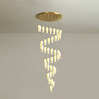 Forty-light Sylirion at full drop, the spiral turning through more than a storey of height