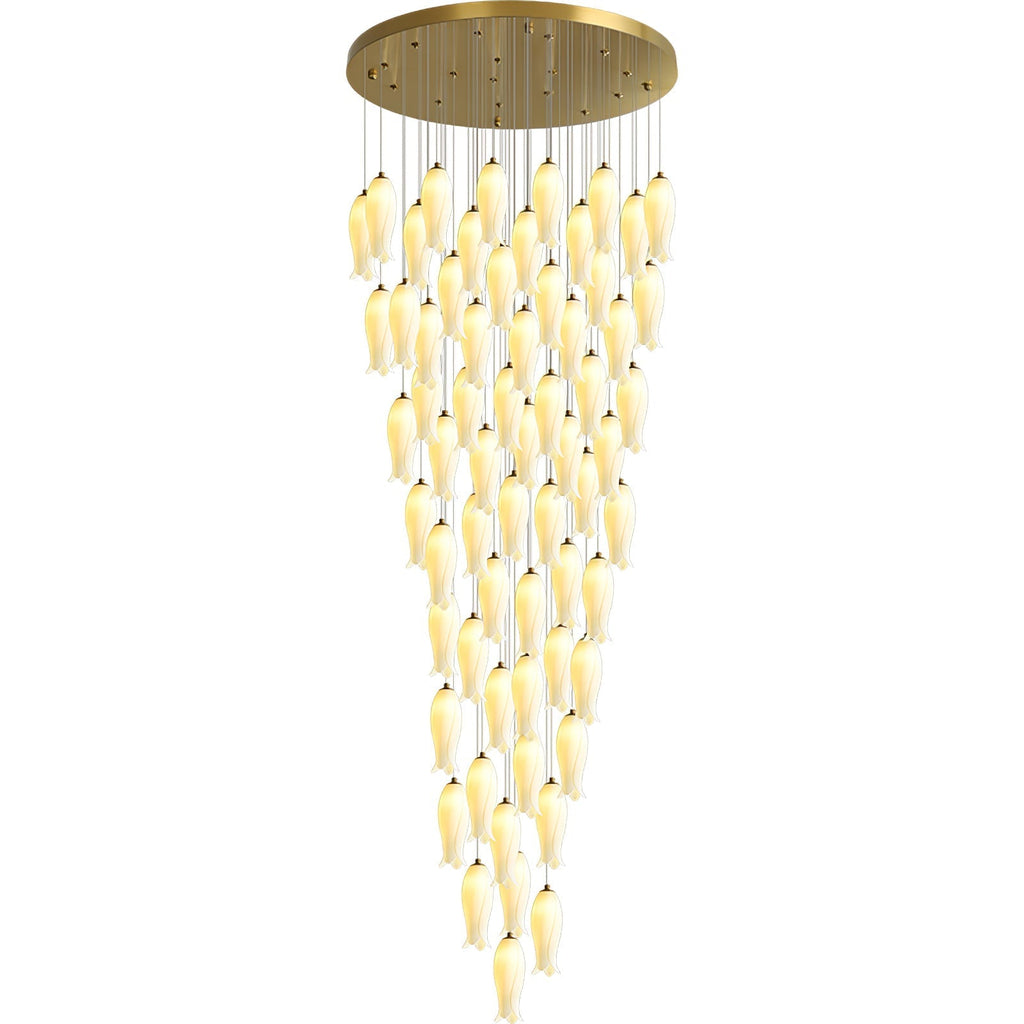 The sixty-four-light Sylirion photographed on white, shades massed into a broad tapering cone