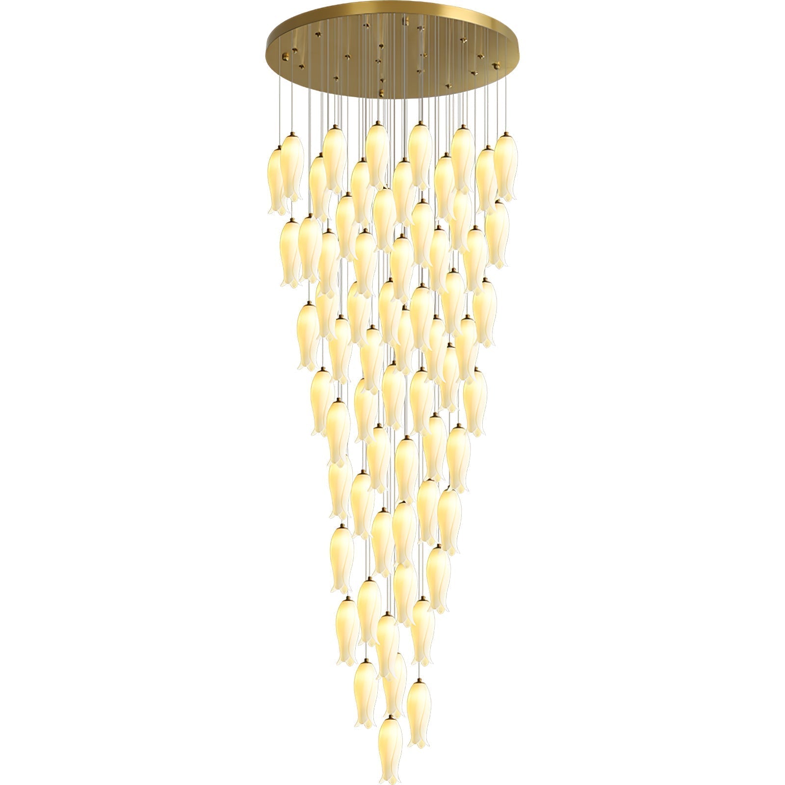 The sixty-four-light Sylirion photographed on white, shades massed into a broad tapering cone
