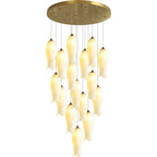 Sixteen-light Sylirion on a white background, showing the shade shape and slim gold cable fixings