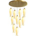 Ten-light Sylirion on white, its bell-shaped ceramic shades spread in a light, open cluster