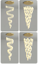 Four-panel comparison showing four Sylirion configurations side by side, from spiral to dense cone