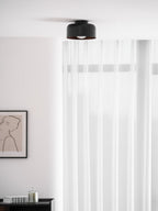 Loftlampe, hvid glasglobus, træstruktur, G9 fastmonteret