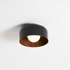 Loftlampe, hvid glasglobus, træstruktur, G9 fastmonteret
