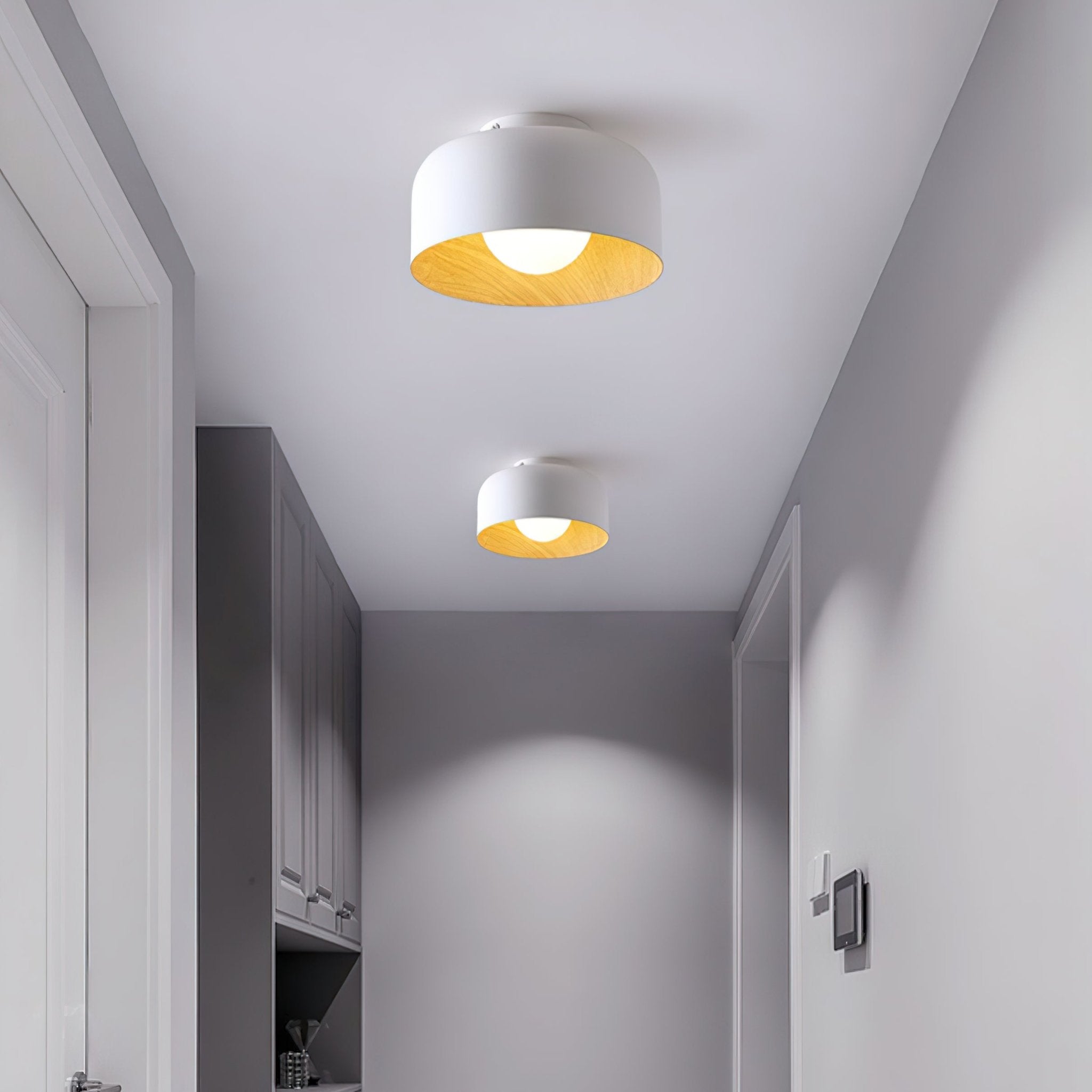 Glass globe ceiling light mounted on a ceiling