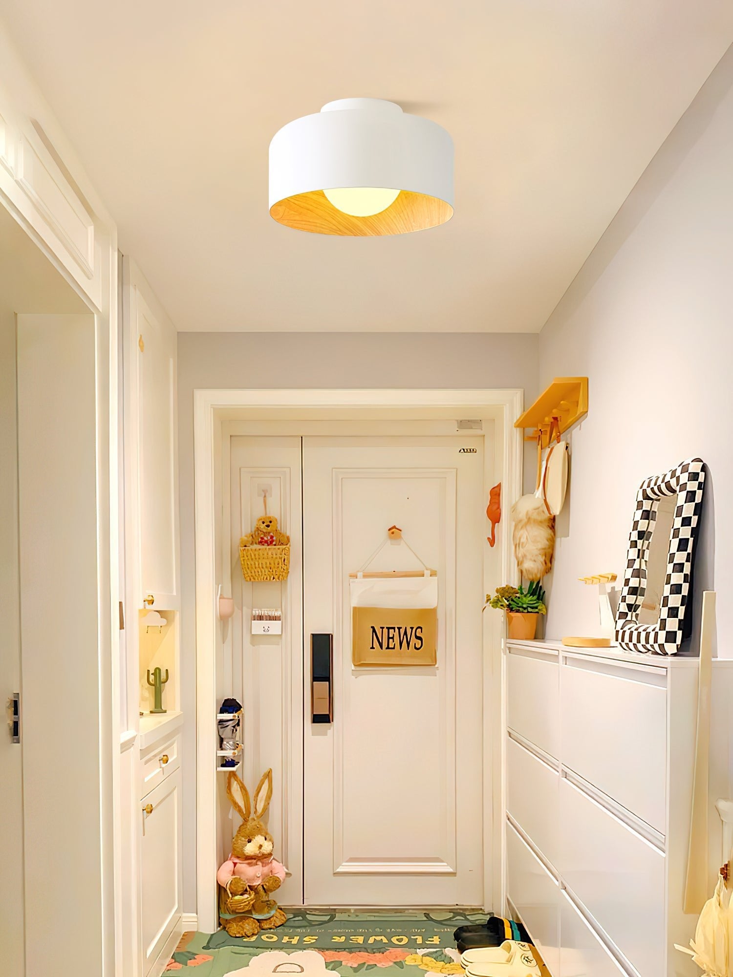 Globe ceiling light with white glass and matte shell