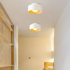 Loftlampe, hvid glasglobus, træstruktur, G9 fastmonteret
