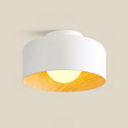 Globe ceiling light glowing warm against a matte shell