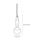 Dimension drawing for the marble pendant lamp showing 11 cm / 4.3 in width and 27.5 cm / 10.8 in height.