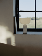 Table Lamp, Opaline Glass Shade, Marble Base, Cordless LED
