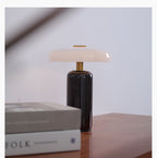 Table Lamp, Opaline Glass Shade, Marble Base, Cordless LED