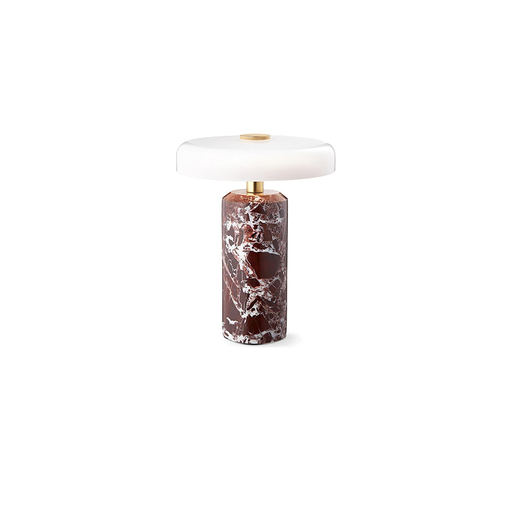 Table Lamp, Opaline Glass Shade, Marble Base, Cordless LED