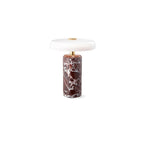 Table Lamp, Opaline Glass Shade, Marble Base, Cordless LED