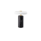 Table Lamp, Opaline Glass Shade, Marble Base, Cordless LED