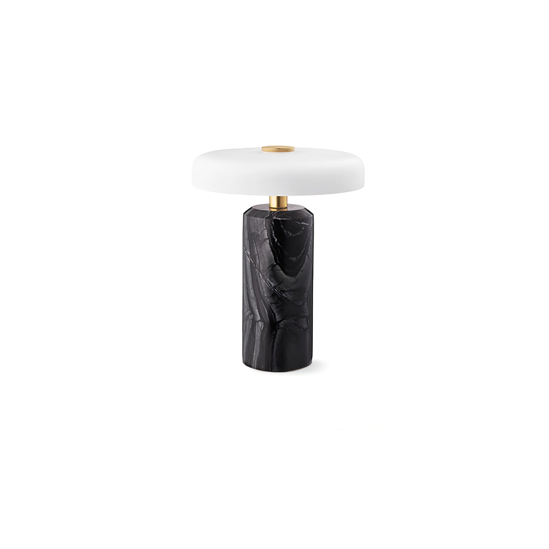 Table Lamp, Opaline Glass Shade, Marble Base, Cordless LED