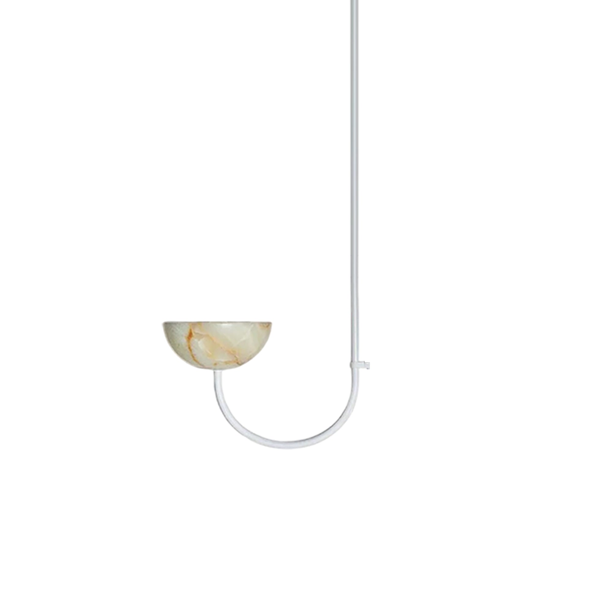Clérachic single-arm Lunaris pendant in white with a jade stone bowl, shown against a plain background.