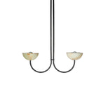 Clérachic black-finish Lunaris pendant angled to reveal the bulb seated inside each jade stone bowl.