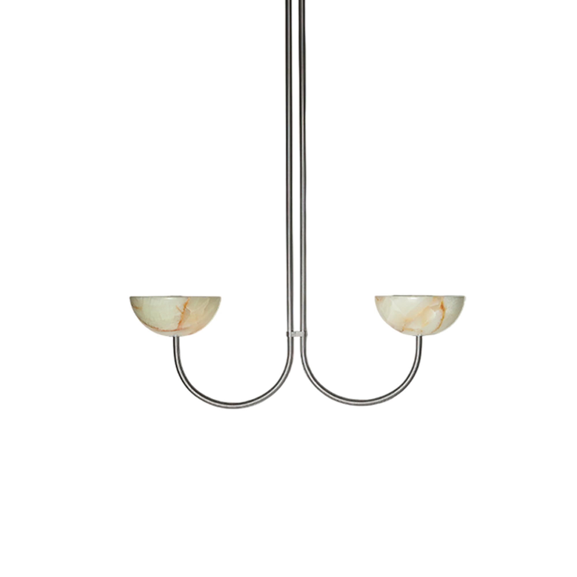 Clérachic chrome-finish Lunaris pendant with two jade stone bowls, photographed straight on against white.