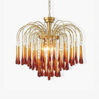 Product view of this Clérachic chandelier lit on a plain background, caramel crystal drops framed by clear crystal beads at the centre.