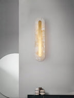 Væglampe, ægte alabast og messing, integreret LED, dæmpbar