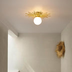 Mounted above a plain doorway, this Clérachic ceiling light warms the hallway below with a soft glow.