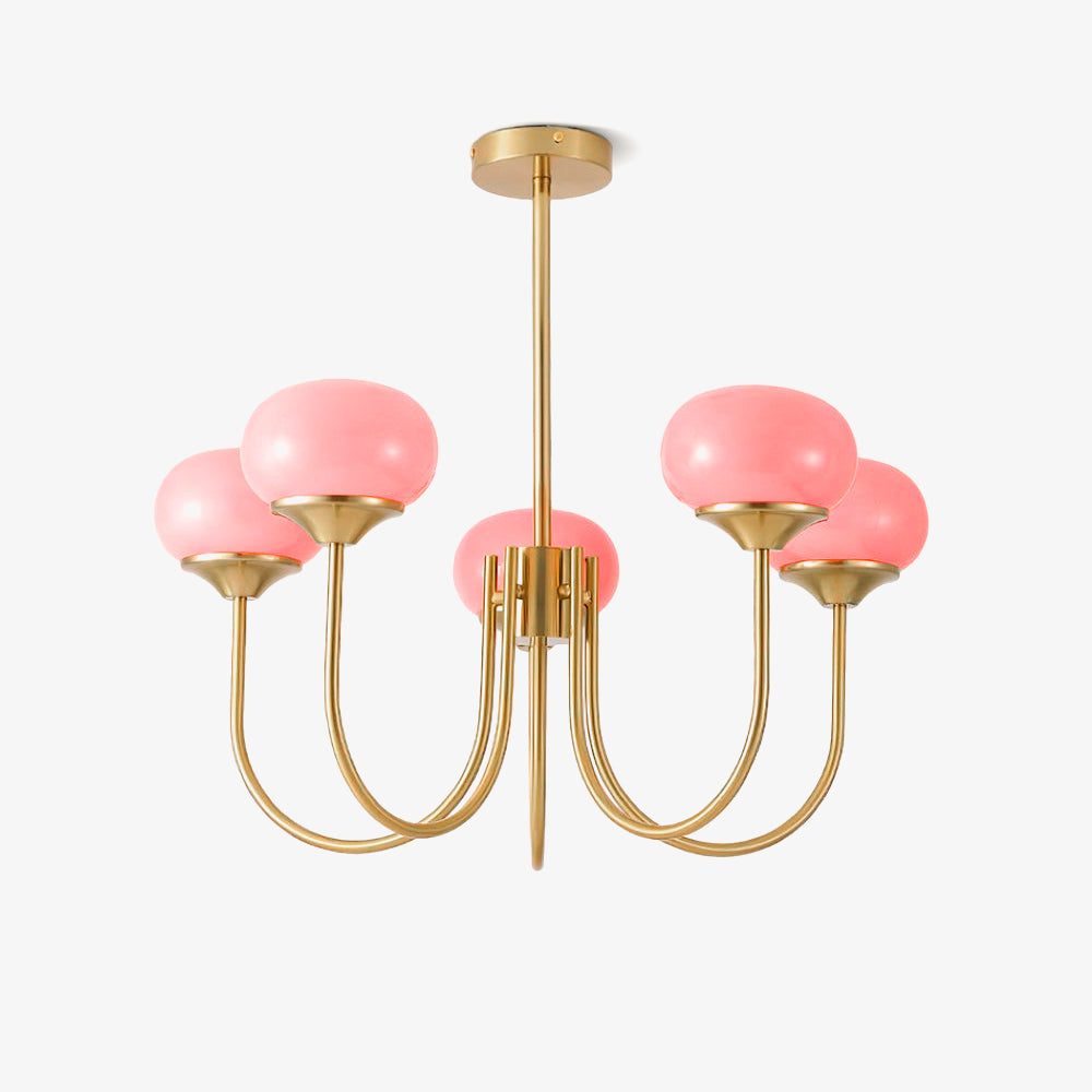 Marshmallow Chandelier, Hand-Sprayed Glass Shades, E26, 3 or 5 Light