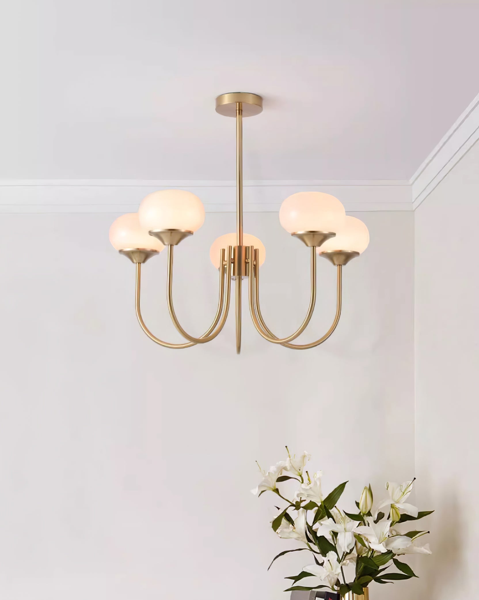 Marshmallow Chandelier, Hand-Sprayed Glass Shades, E26, 3 or 5 Light
