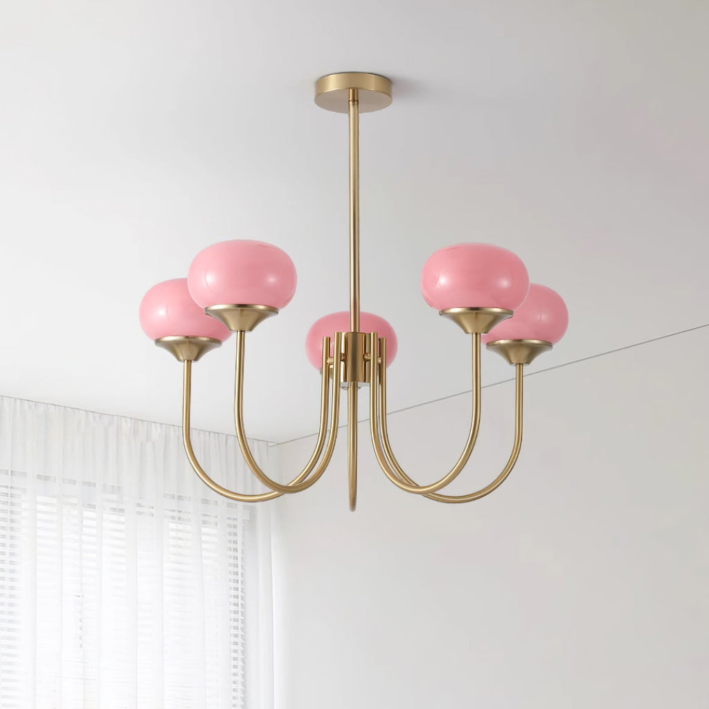 Marshmallow Chandelier, Hand-Sprayed Glass Shades, E26, 3 or 5 Light