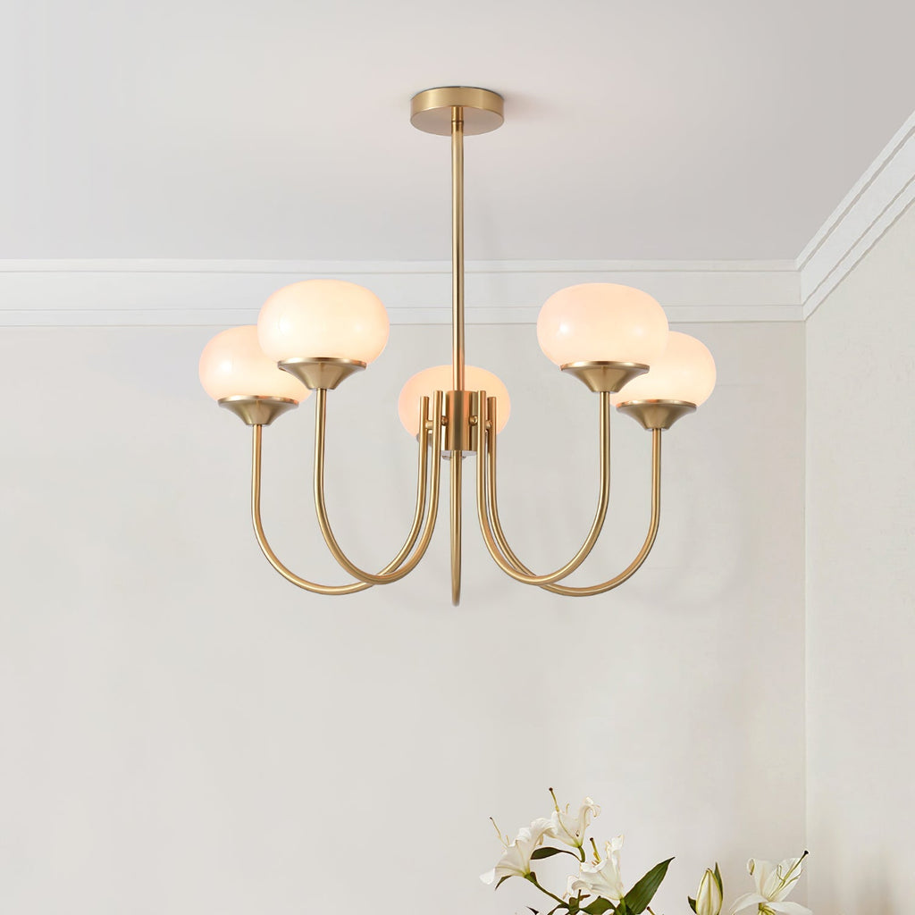 Marshmallow Chandelier, Hand-Sprayed Glass Shades, E26, 3 or 5 Light