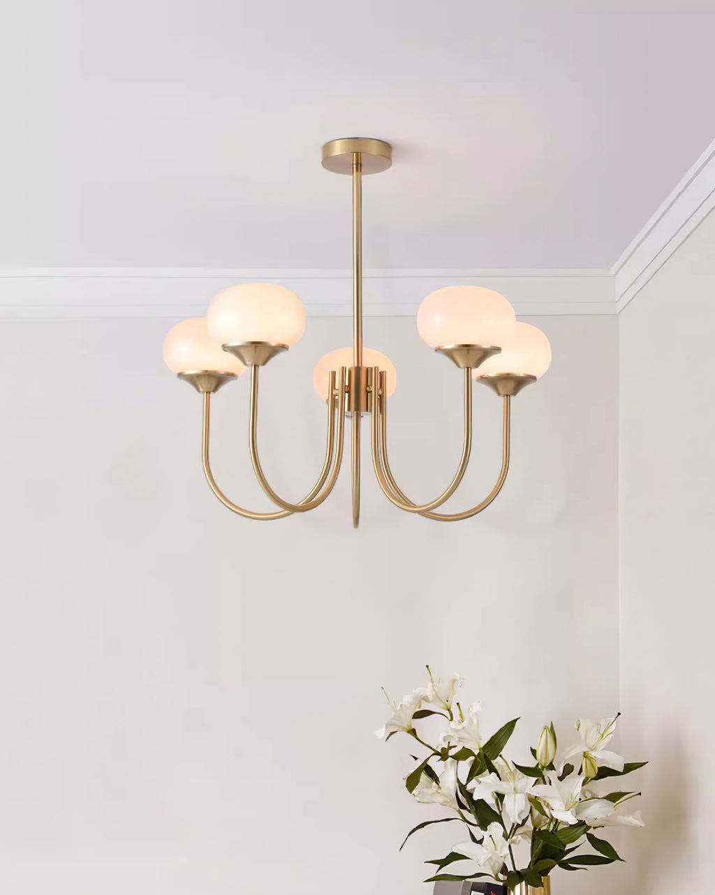 Marshmallow Chandelier, Hand-Sprayed Glass Shades, E26, 3 or 5 Light