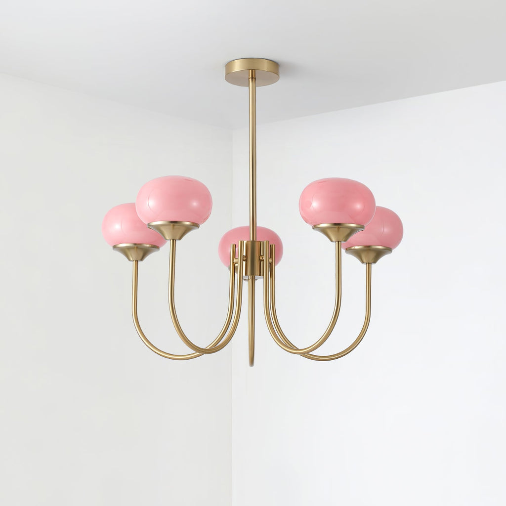 Marshmallow Chandelier, Hand-Sprayed Glass Shades, E26, 3 or 5 Light