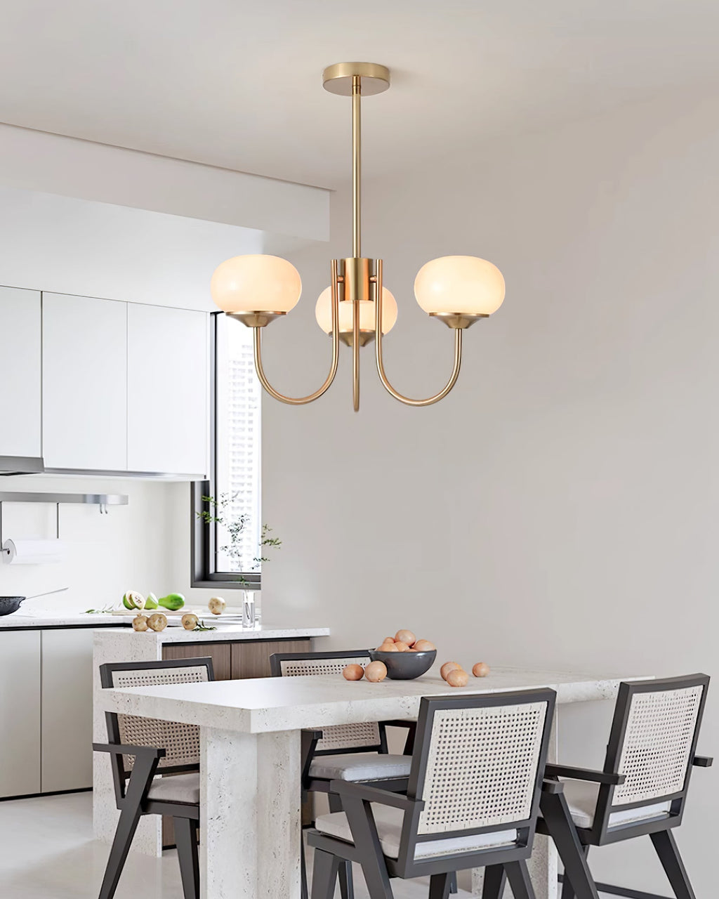 Marshmallow Chandelier, Hand-Sprayed Glass Shades, E26, 3 or 5 Light