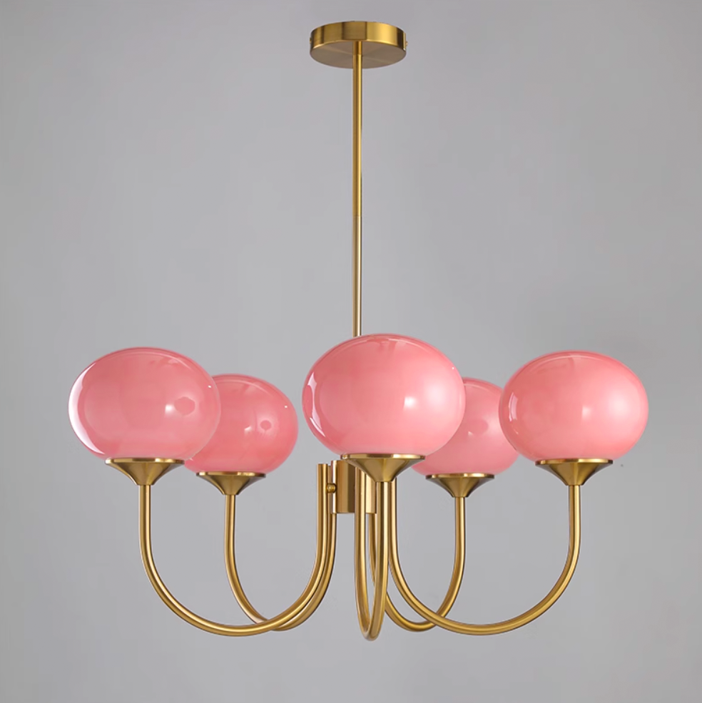 Marshmallow Chandelier, Hand-Sprayed Glass Shades, E26, 3 or 5 Light