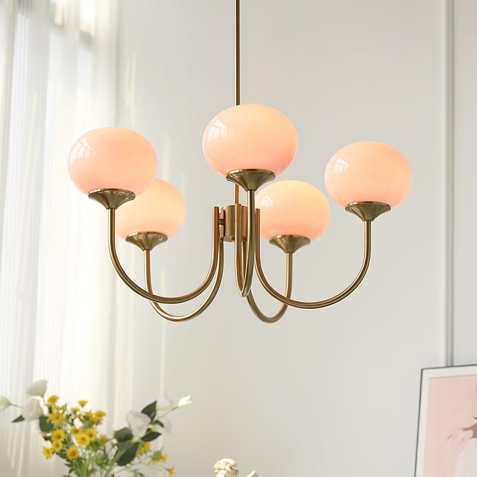 Marshmallow Chandelier, Hand-Sprayed Glass Shades, E26, 3 or 5 Light