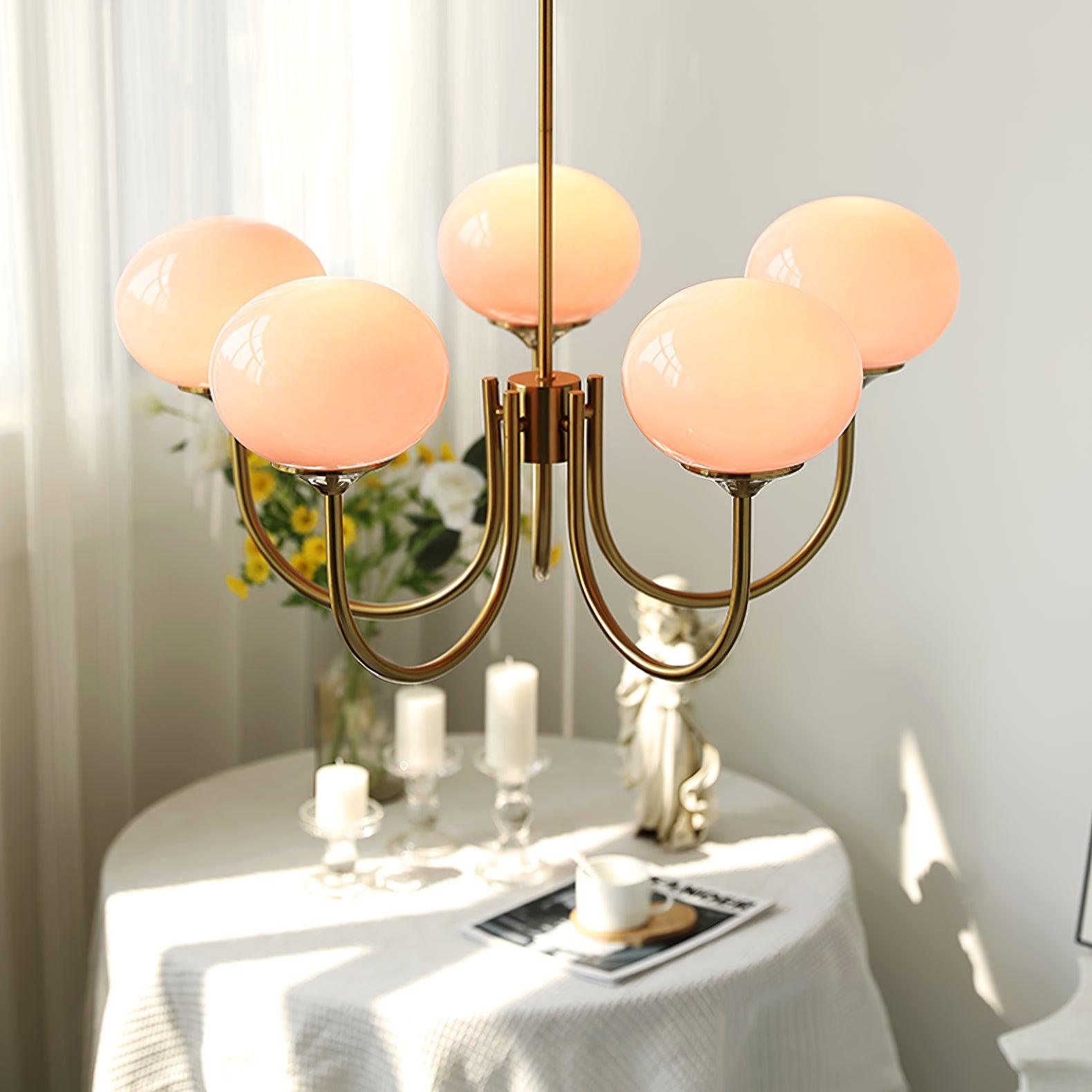 Marshmallow Chandelier, Hand-Sprayed Glass Shades, E26, 3 or 5 Light