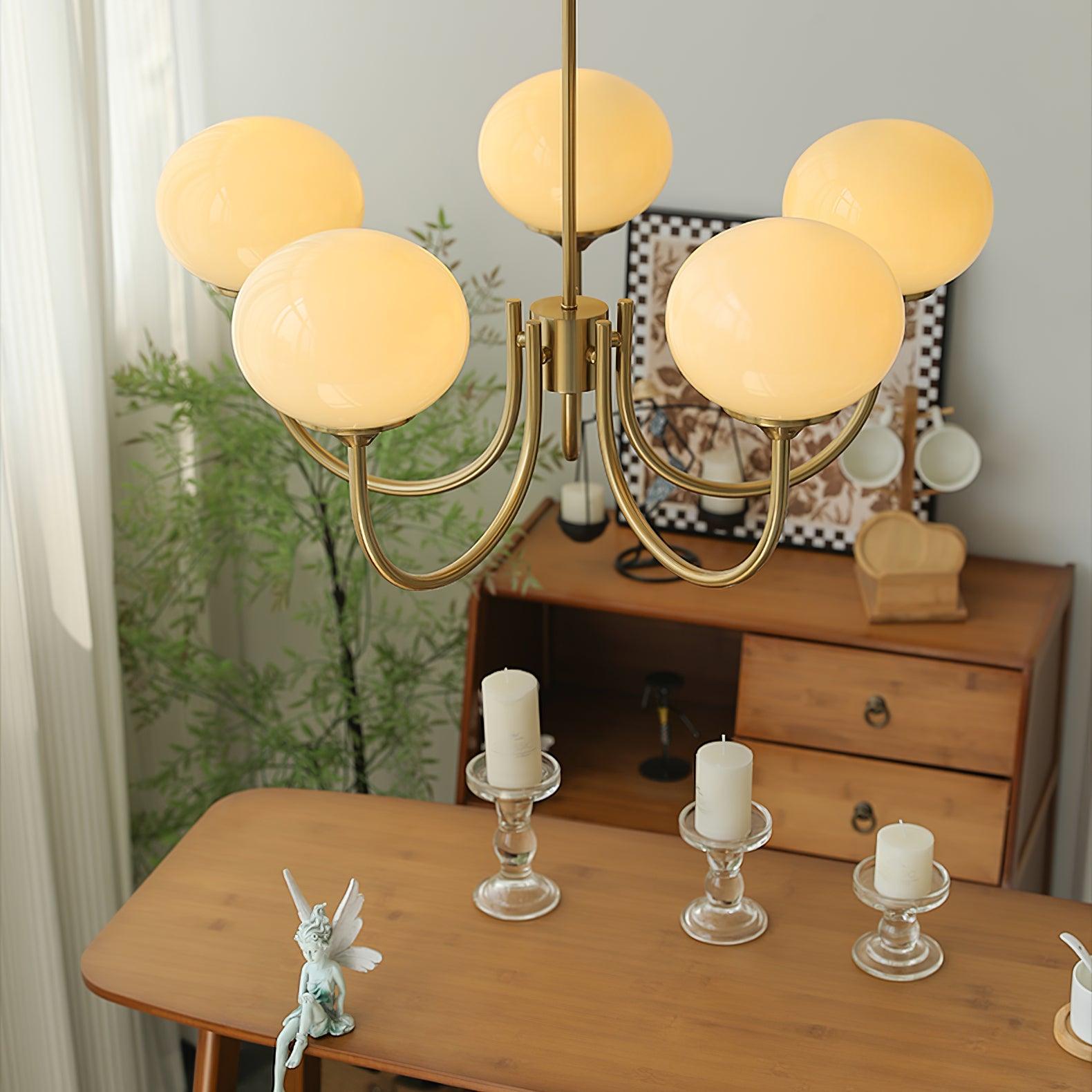 Marshmallow Chandelier, Hand-Sprayed Glass Shades, E26, 3 or 5 Light