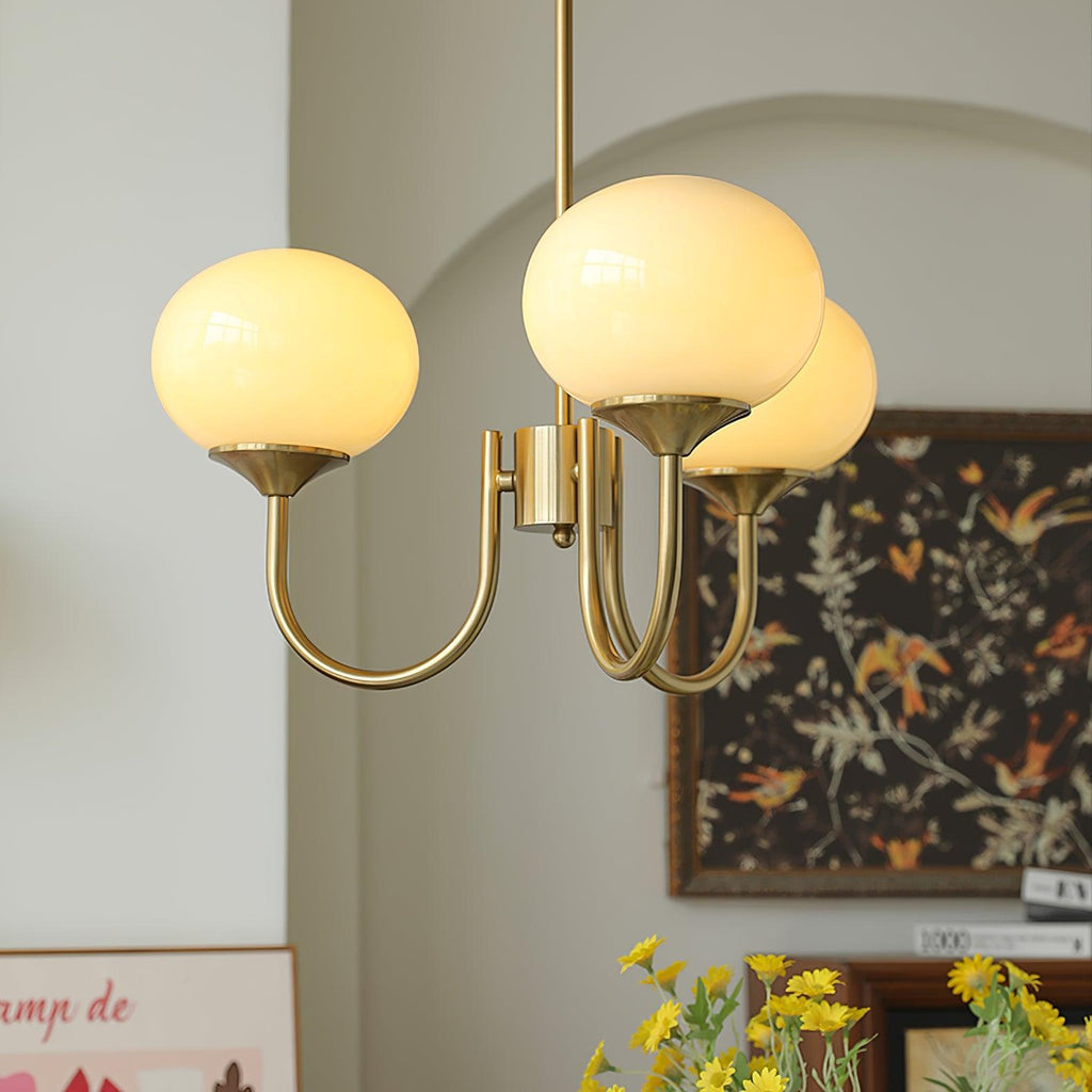 Marshmallow Chandelier, Hand-Sprayed Glass Shades, E26, 3 or 5 Light