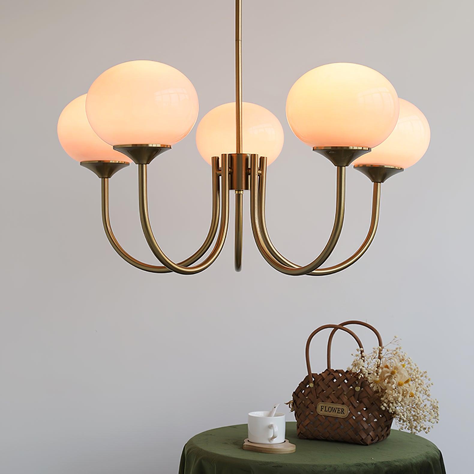 Marshmallow Chandelier, Hand-Sprayed Glass Shades, E26, 3 or 5 Light