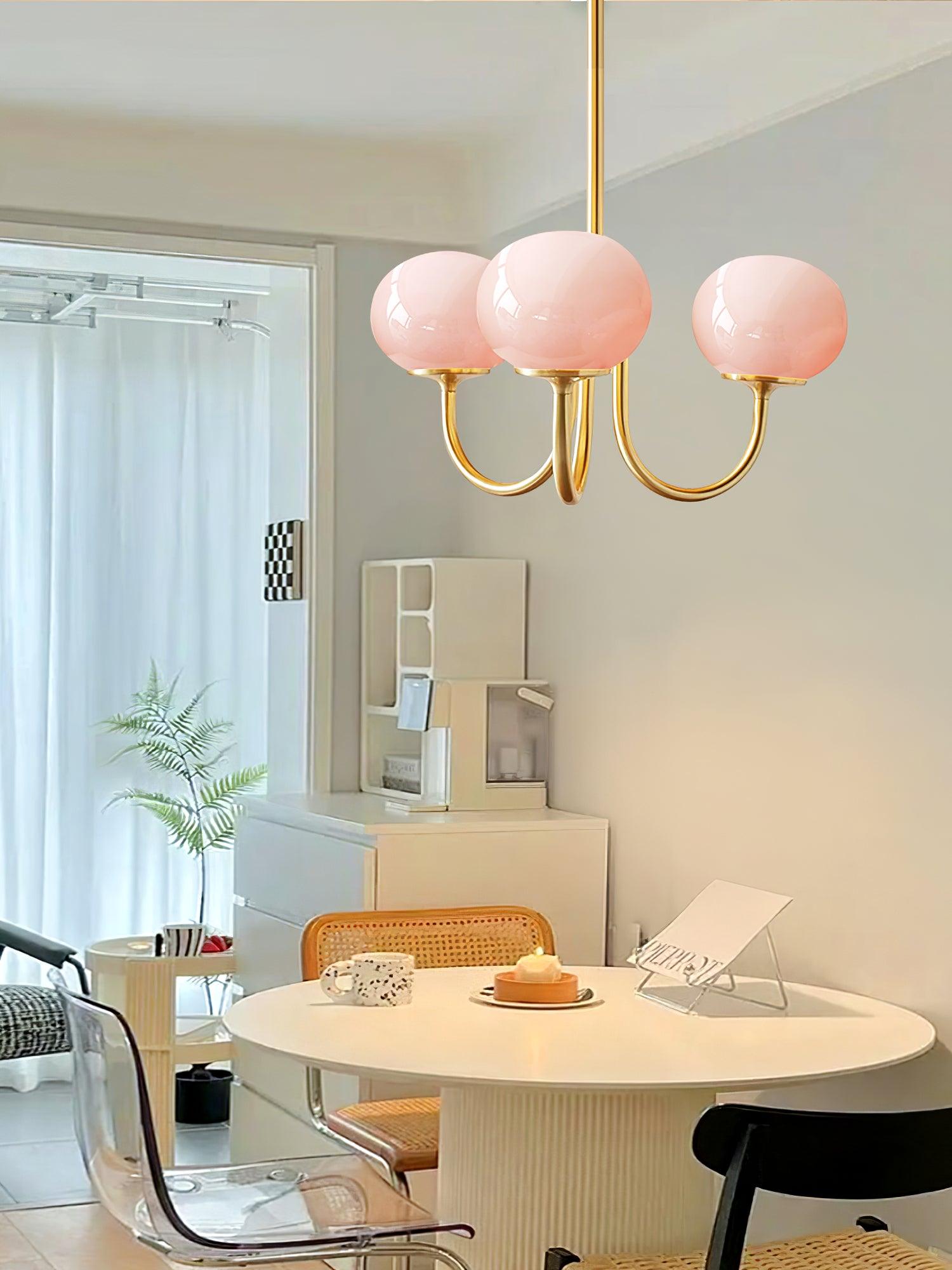 Marshmallow Chandelier, Hand-Sprayed Glass Shades, E26, 3 or 5 Light