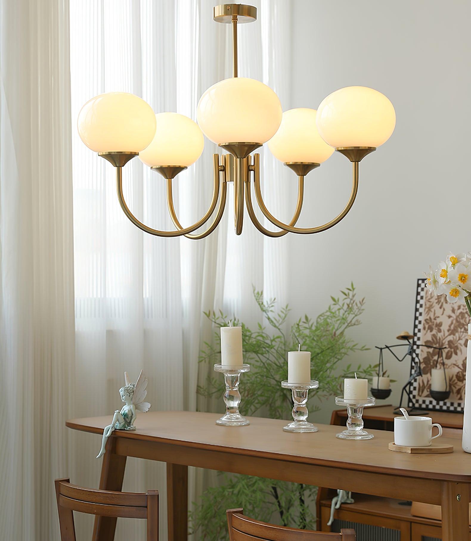 Marshmallow Chandelier, Hand-Sprayed Glass Shades, E26, 3 or 5 Light