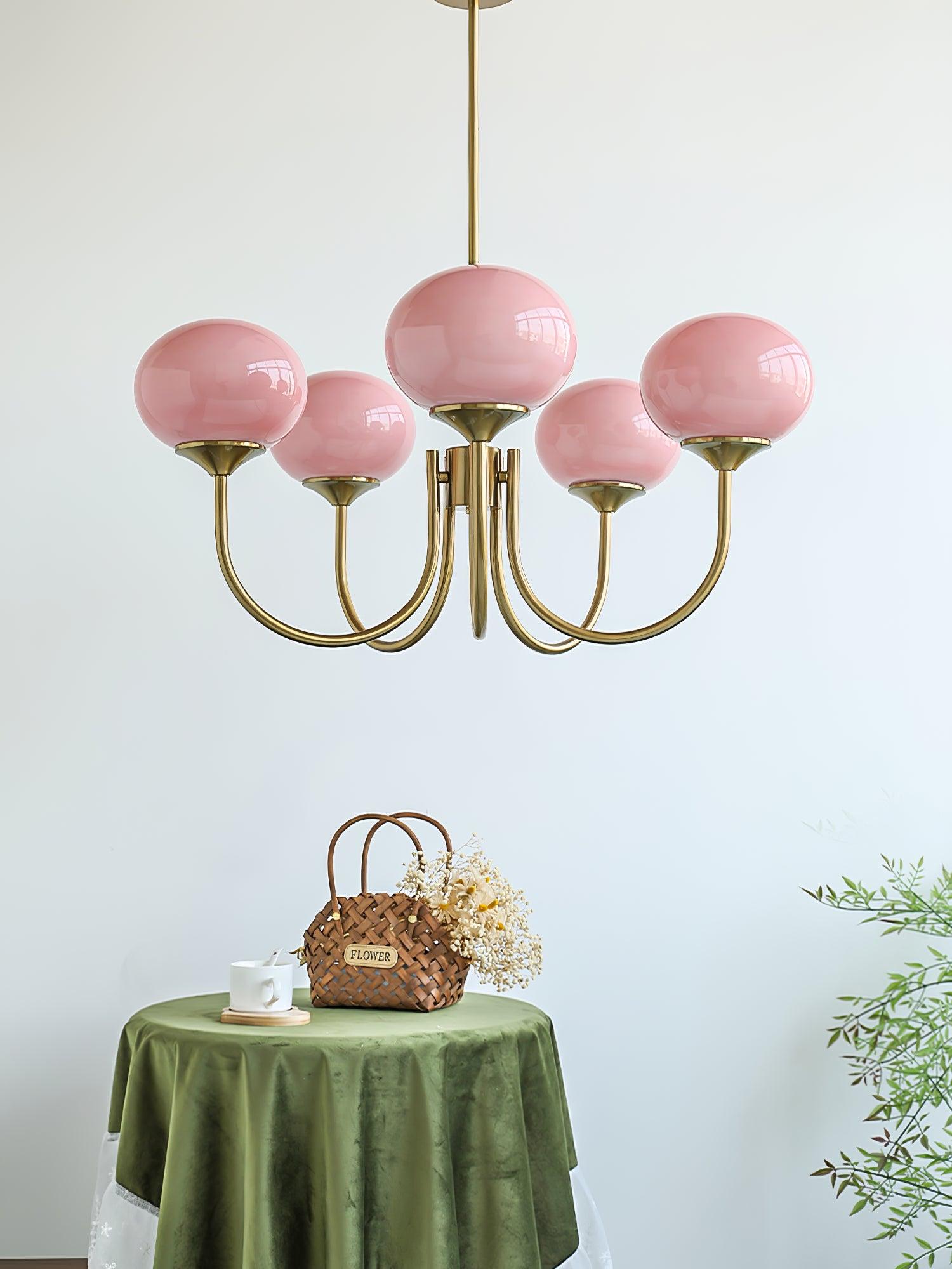 Marshmallow Chandelier, Hand-Sprayed Glass Shades, E26, 3 or 5 Light