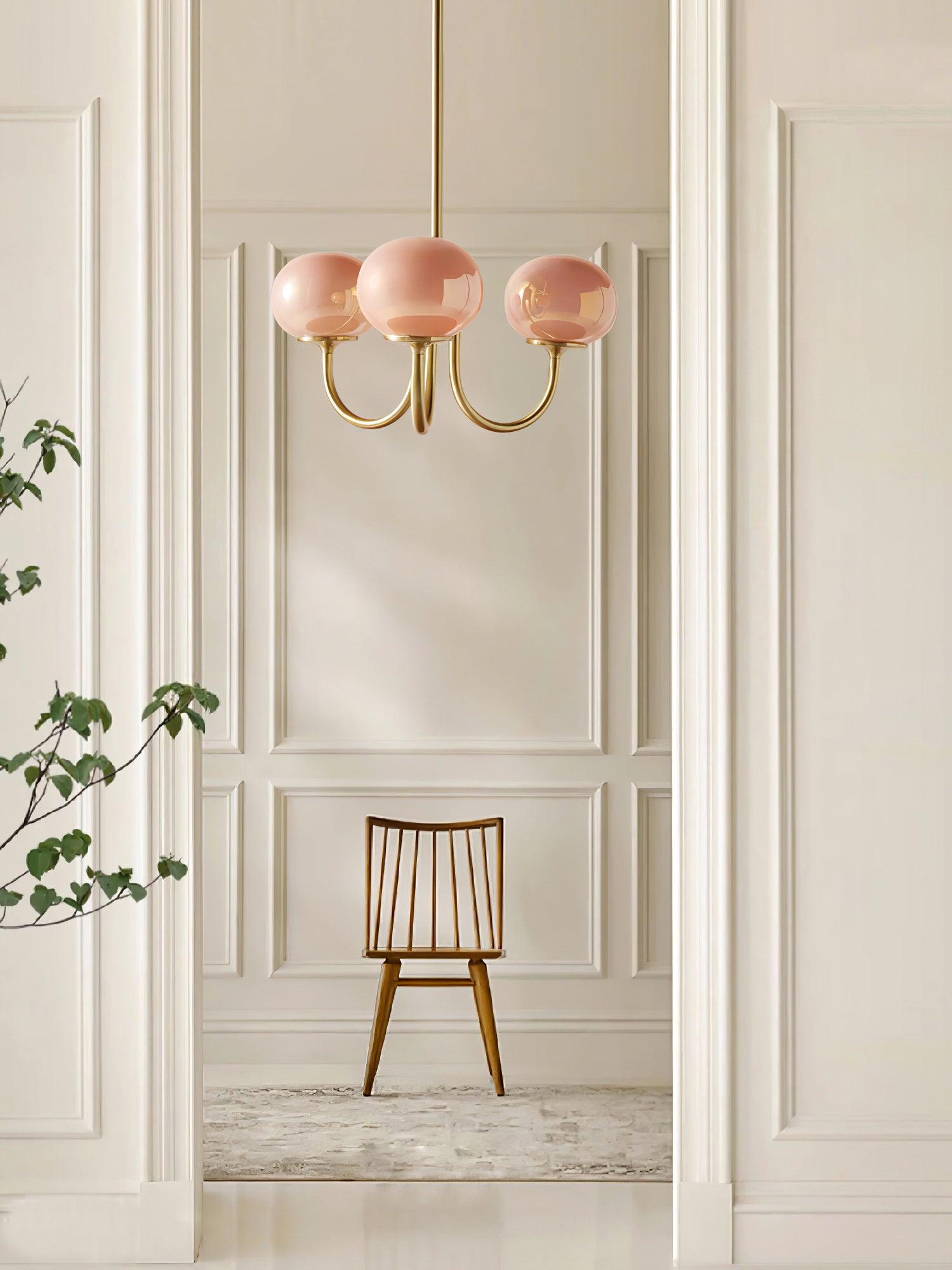 Marshmallow Chandelier, Hand-Sprayed Glass Shades, E26, 3 or 5 Light