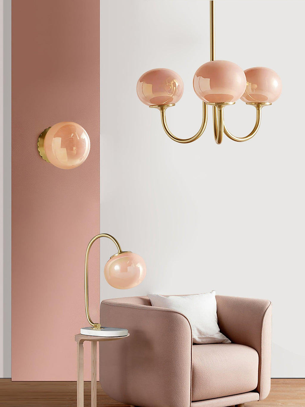 Marshmallow Chandelier, Hand-Sprayed Glass Shades, E26, 3 or 5 Light