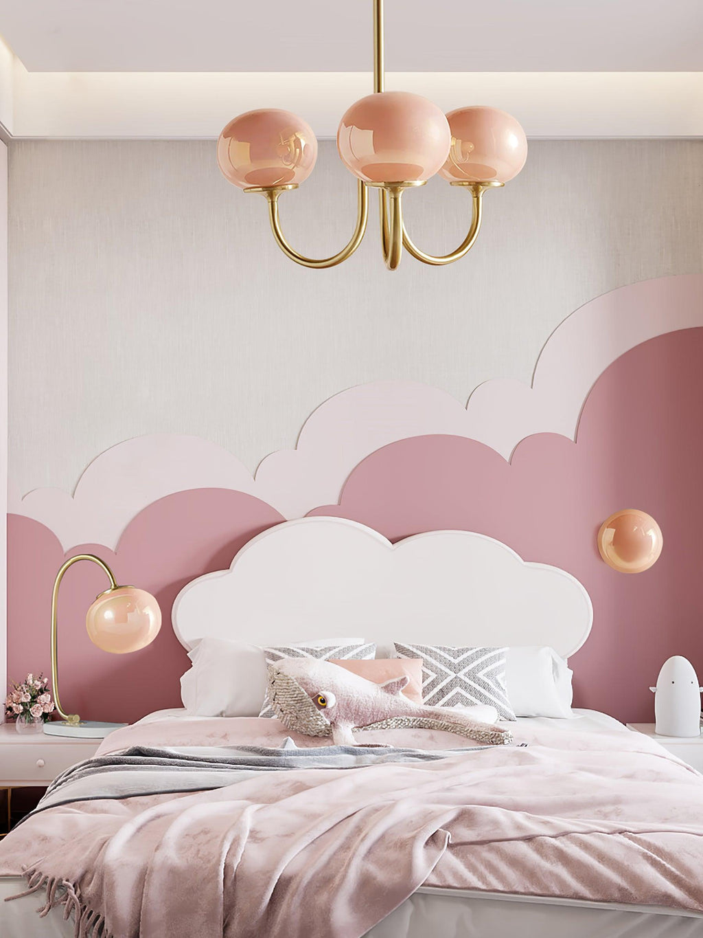 Marshmallow Chandelier, Hand-Sprayed Glass Shades, E26, 3 or 5 Light