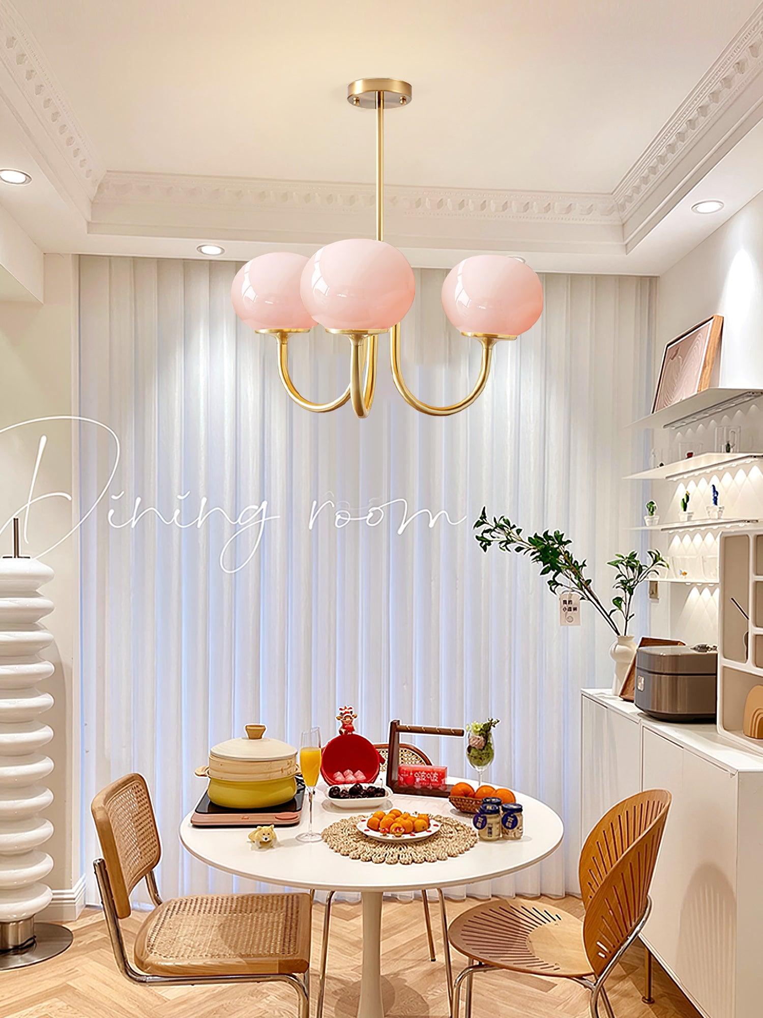 Marshmallow Chandelier, Hand-Sprayed Glass Shades, E26, 3 or 5 Light