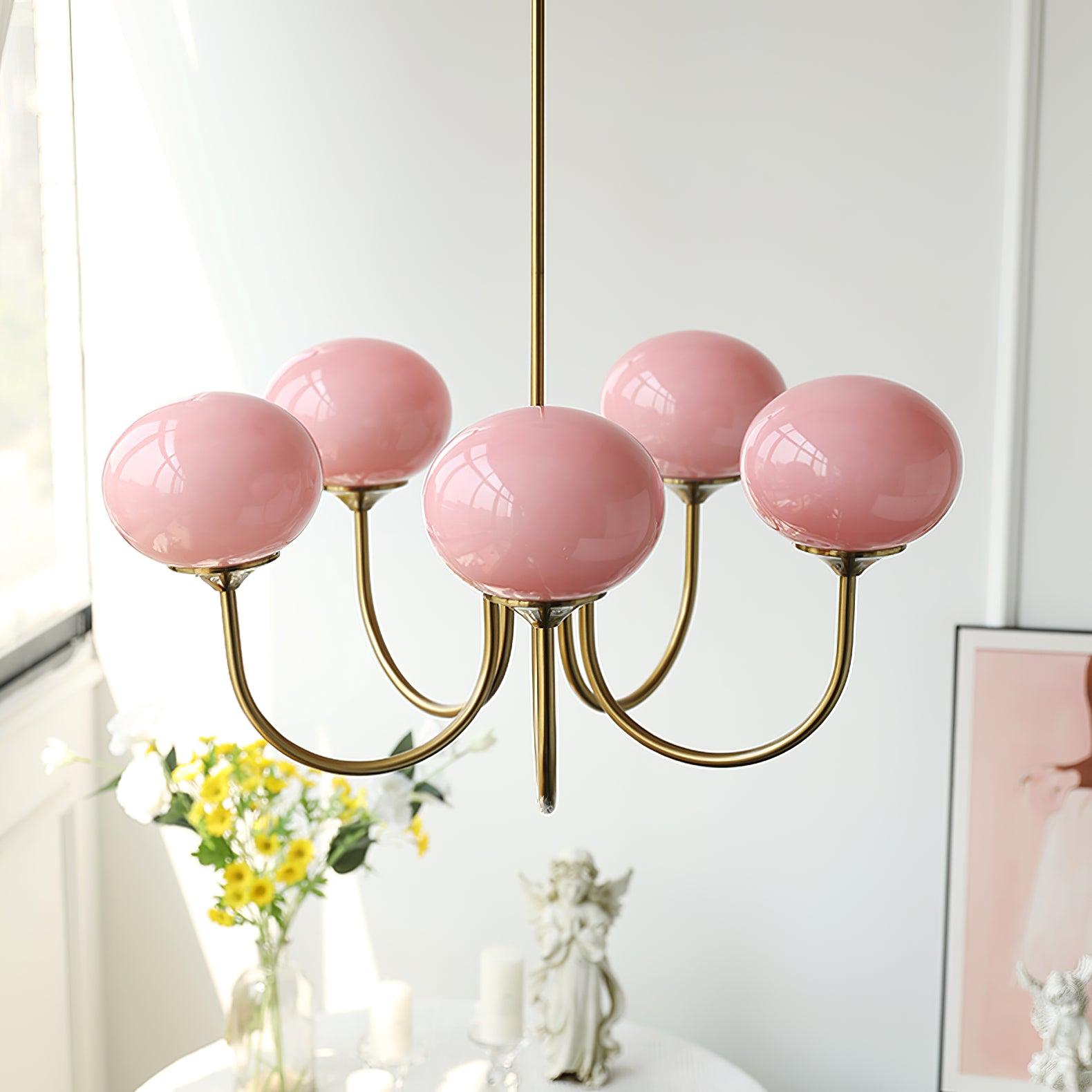 Marshmallow Chandelier, Hand-Sprayed Glass Shades, E26, 3 or 5 Light