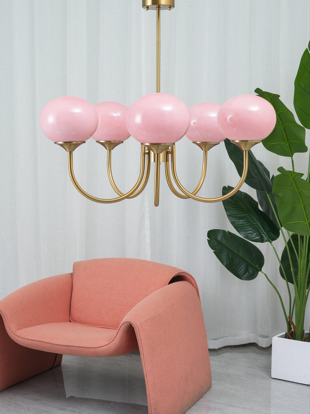 Marshmallow Chandelier, Hand-Sprayed Glass Shades, E26, 3 or 5 Light